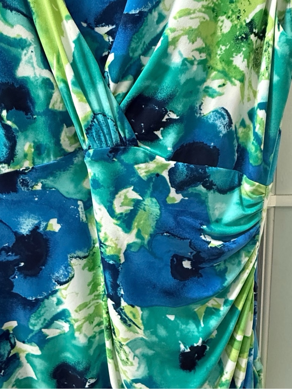 NWT Lauren by Ralph Lauren Blue & Green Floral V-Neck Sleeveless Dress! 16W NEW! - Picture 5 of 10